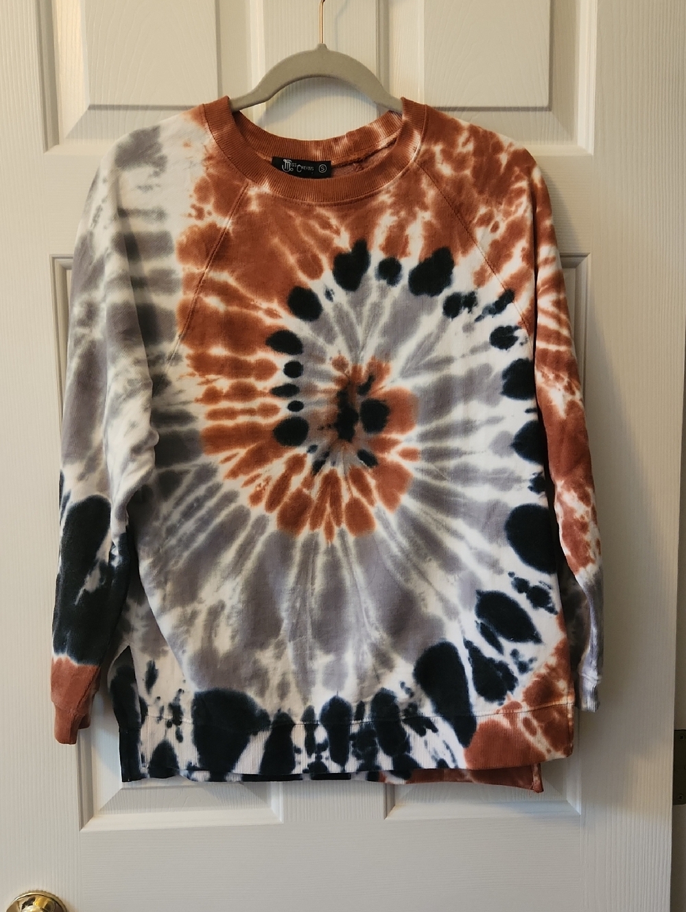 Miss Chievous Rust, Black, Gray & Navy Tie-Dye Crewneck Sweatshirt